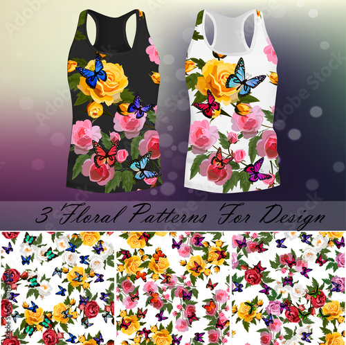 T-shirt with an trendy rose and butterfly design