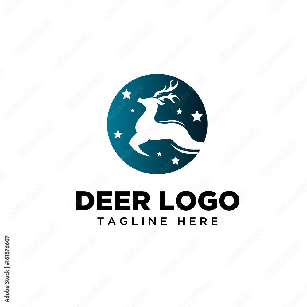 Run fast Circle deer on sky logo Run fast Circle deer on sky logo
