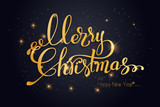 Merry Christmas Lettering Design. Golden color Vector illustration. EPS 10