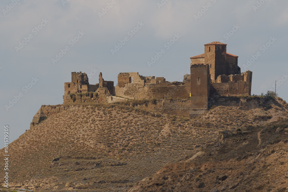Ruins of the medieval Montearagon castle near Huesca, Spain