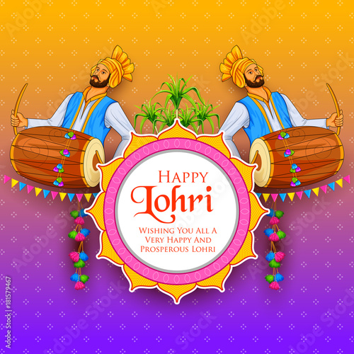 Happy Lohri holiday background for Punjabi festival