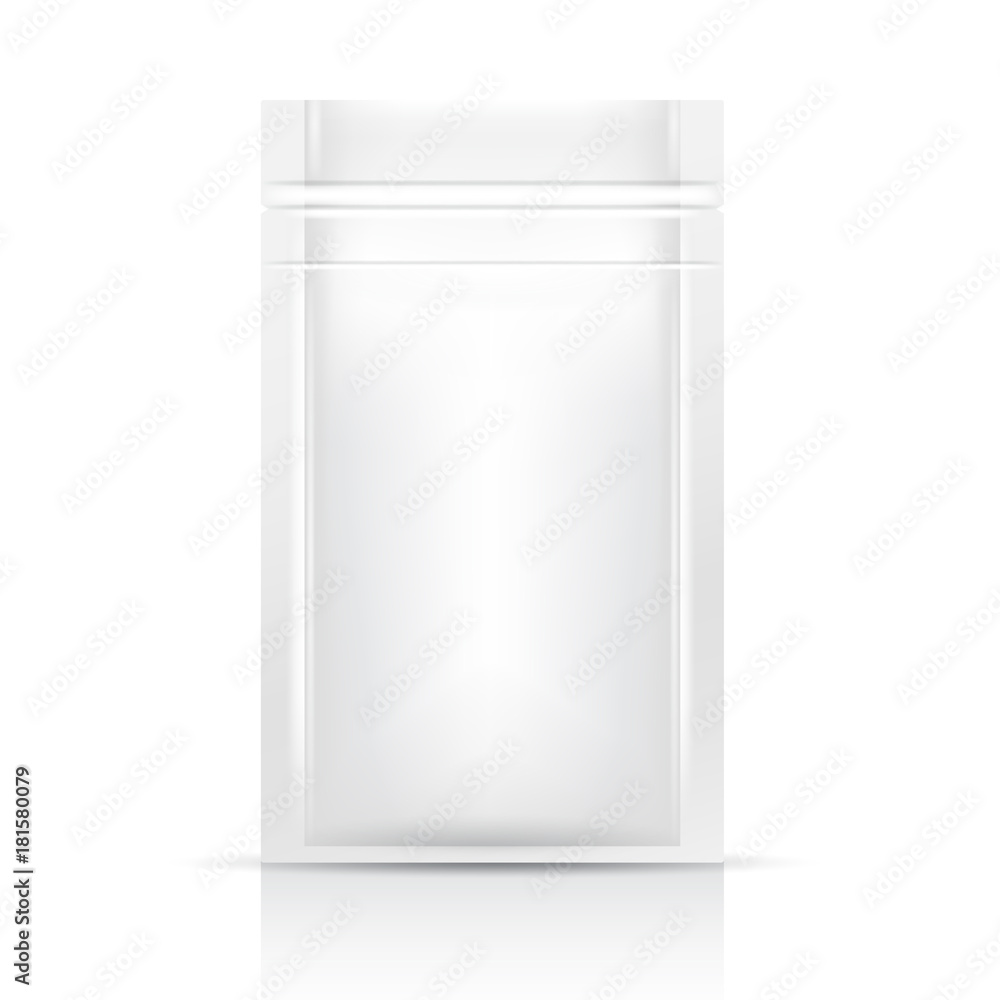 White Blank Foil Packaging Template on White Background : Vector Illustration White Blank Foil Packaging Template on White Background : Vector Illustration