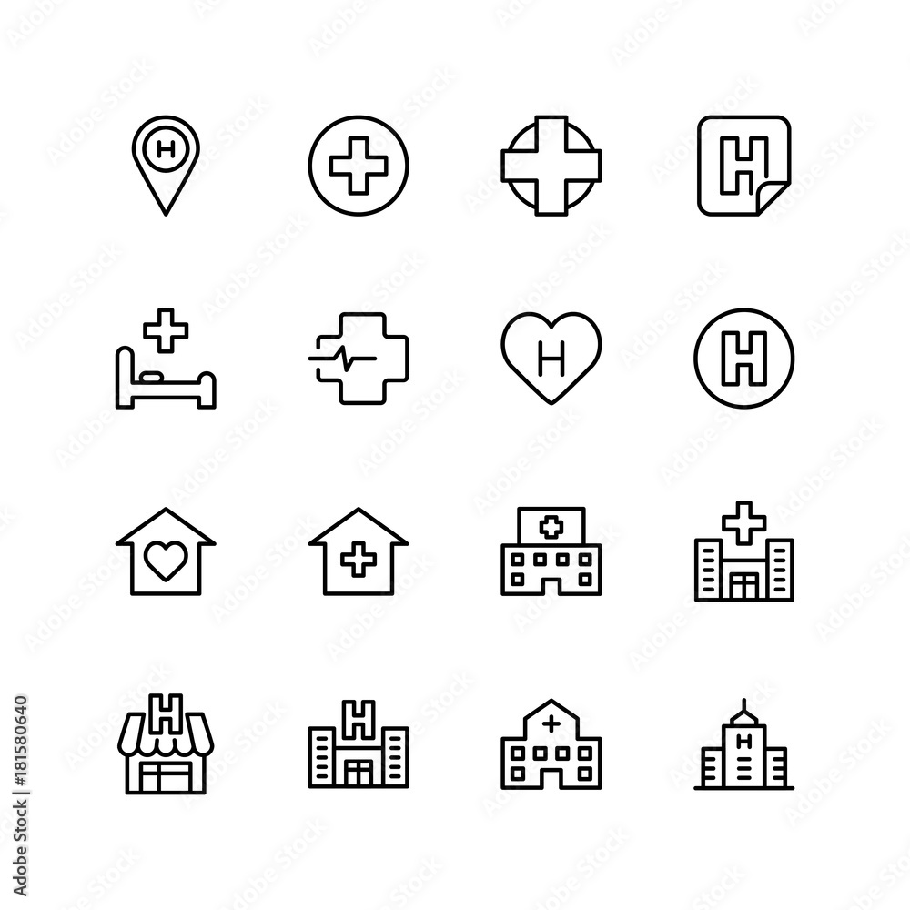 Hospital icon set Hospital icon set