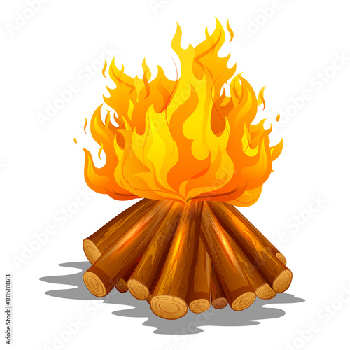 Blazing bonfire inferno fire on wood for outdoor camping or Lohri celebration