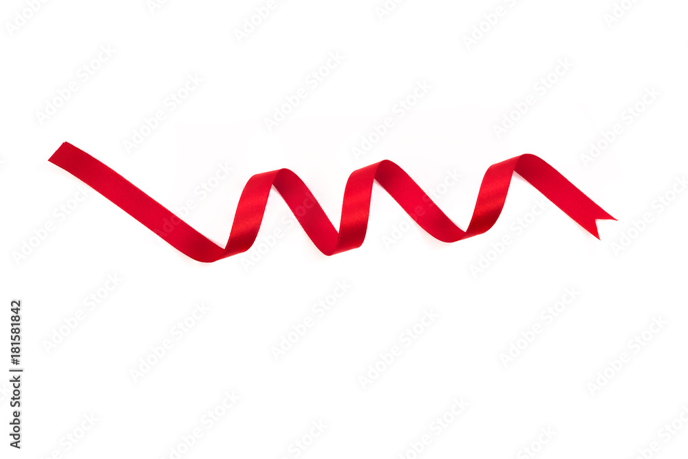 Beautiful red ribbon twist spiral isolated on white background. Beautiful red ribbon twist spiral isolated on white background.