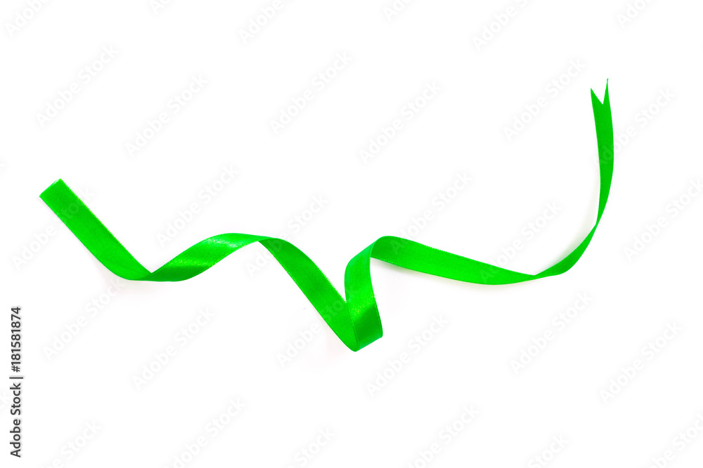 Beautiful green ribbon twist spiral isolated on white background. Beautiful green ribbon twist spiral isolated on white background.