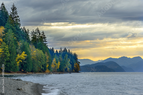 Sunset in Sasquatch Provincial Park, Harrison Lake and Harrison Hot Springs, BC, British Columbia, Canada
