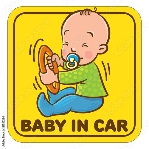 Funny small baby sitting with dummy