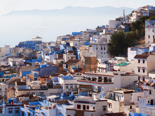 The gorgeous blue streets and blue-washed buildings of Chefchaouen, moroccan blue city- amazing palette of blue and white buildings © Natalia Schuchardt