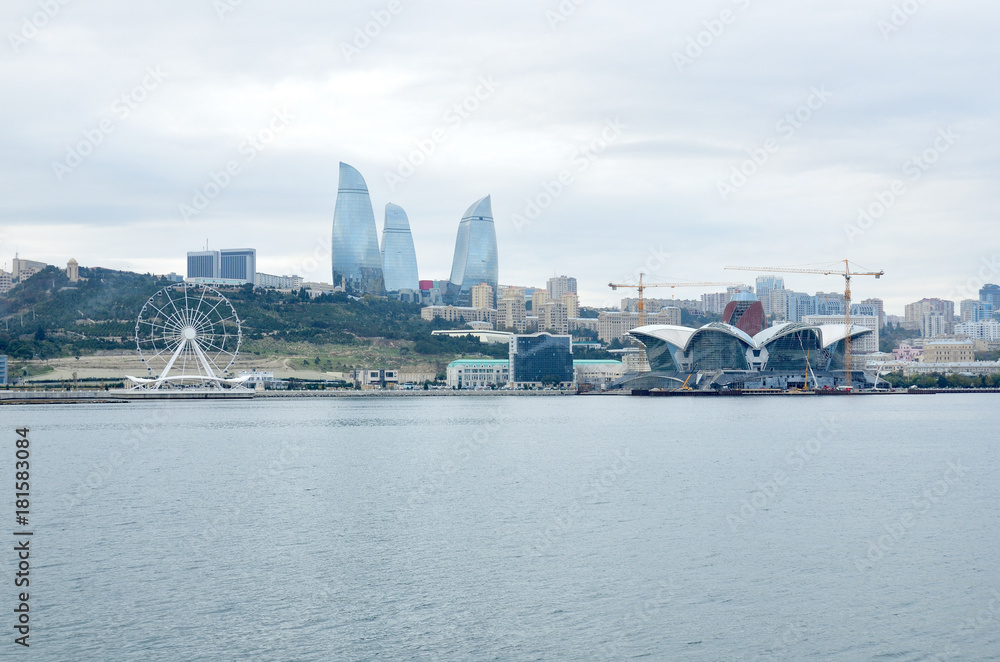 Part of the boulevard on the shore of the Caspian Sea in Baku.Coastal Park.Azerbaijan Part of the boulevard on the shore of the Caspian Sea in Baku.Coastal Park.Azerbaijan