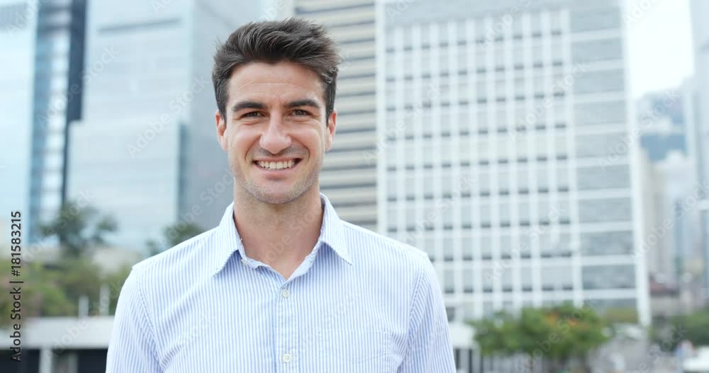 Caucasian businessman smile to camera Caucasian businessman smile to camera