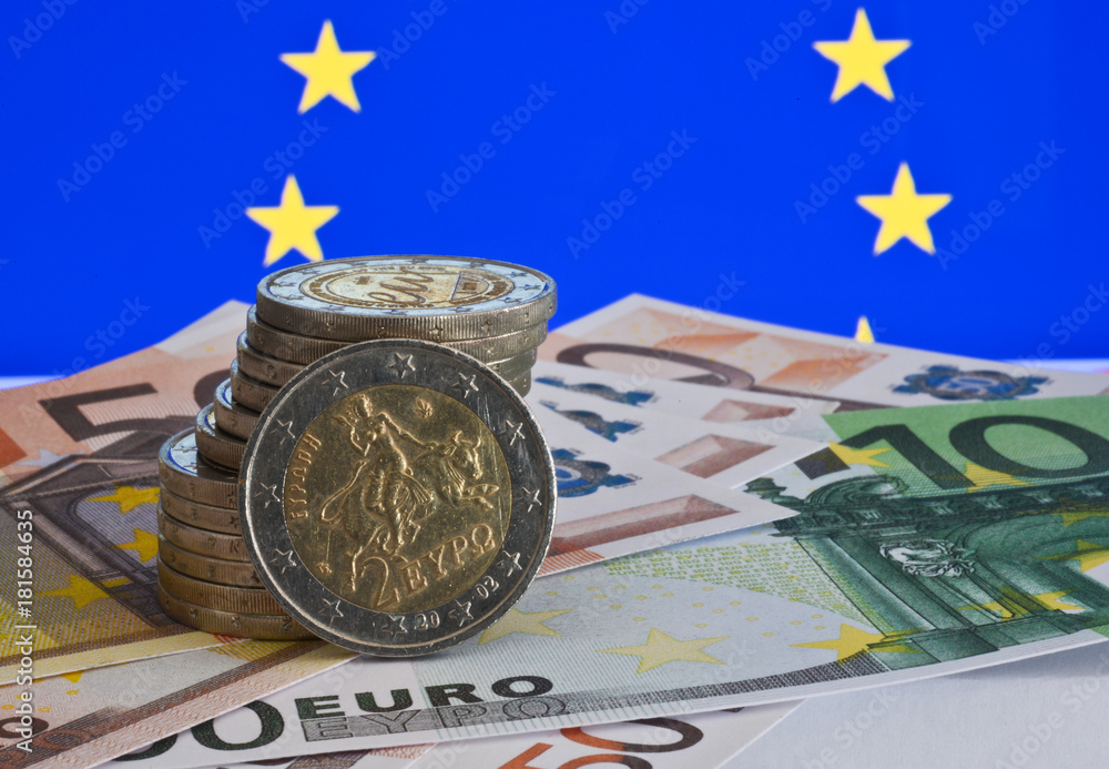 euro mannaie devise argent européen étoile pièce billet change cours Stock  Photo | Adobe Stock
