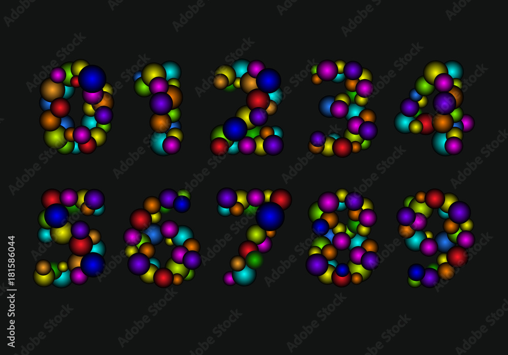 Illustration of colorful bubbles numbers