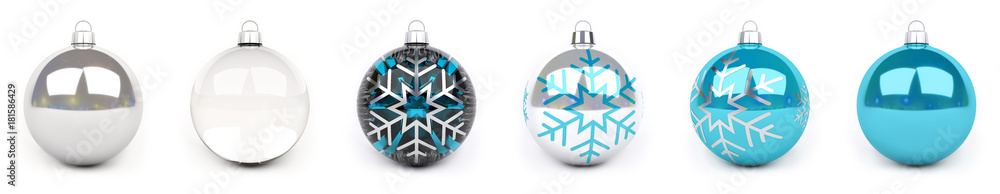 Obraz premium Blue christmas bauble collection 3D rendering
