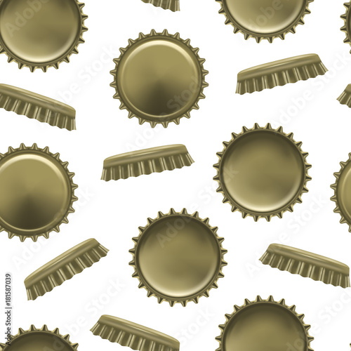 Realistic Detailed Metal Cap from a Beer Bottle Background Pattern . Vector