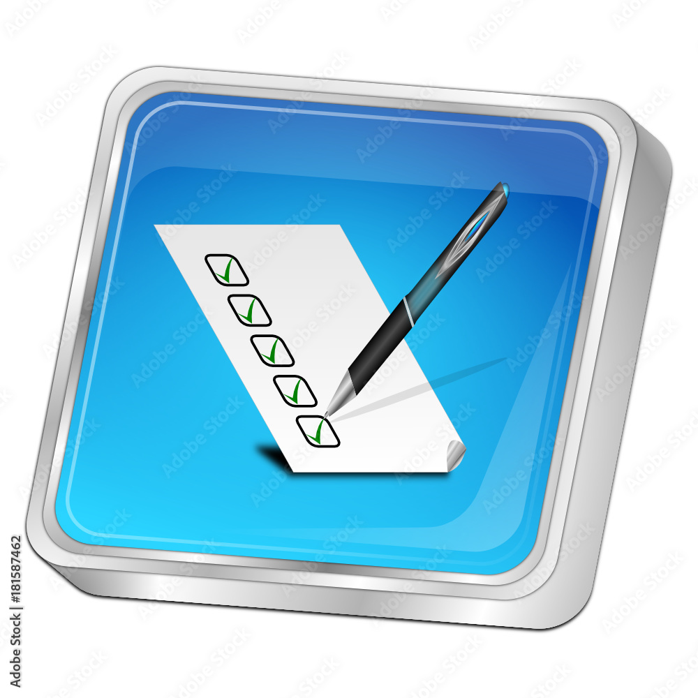 Button with check list - 3D illustration Button with check list - 3D illustration