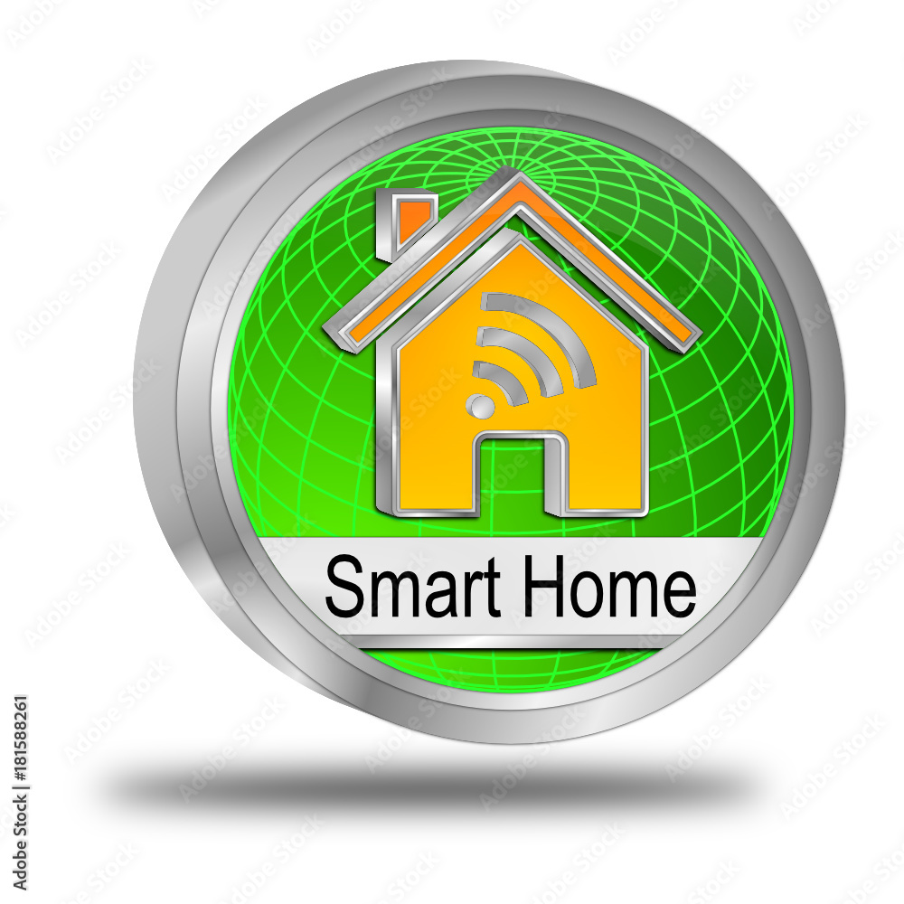 Smart Home Button - 3D illustration Smart Home Button - 3D illustration