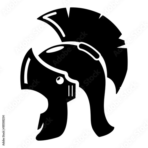 Roman helmet icon, simple black style