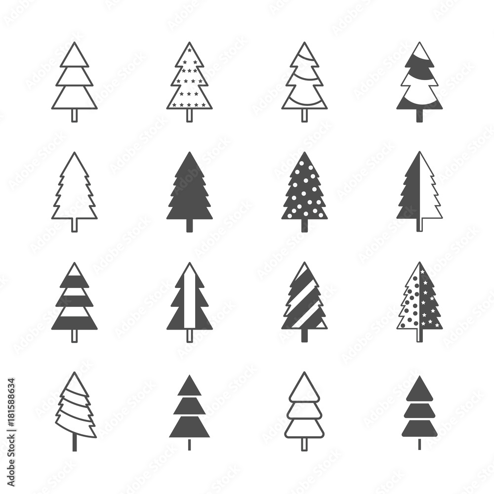 christmas tree icon set