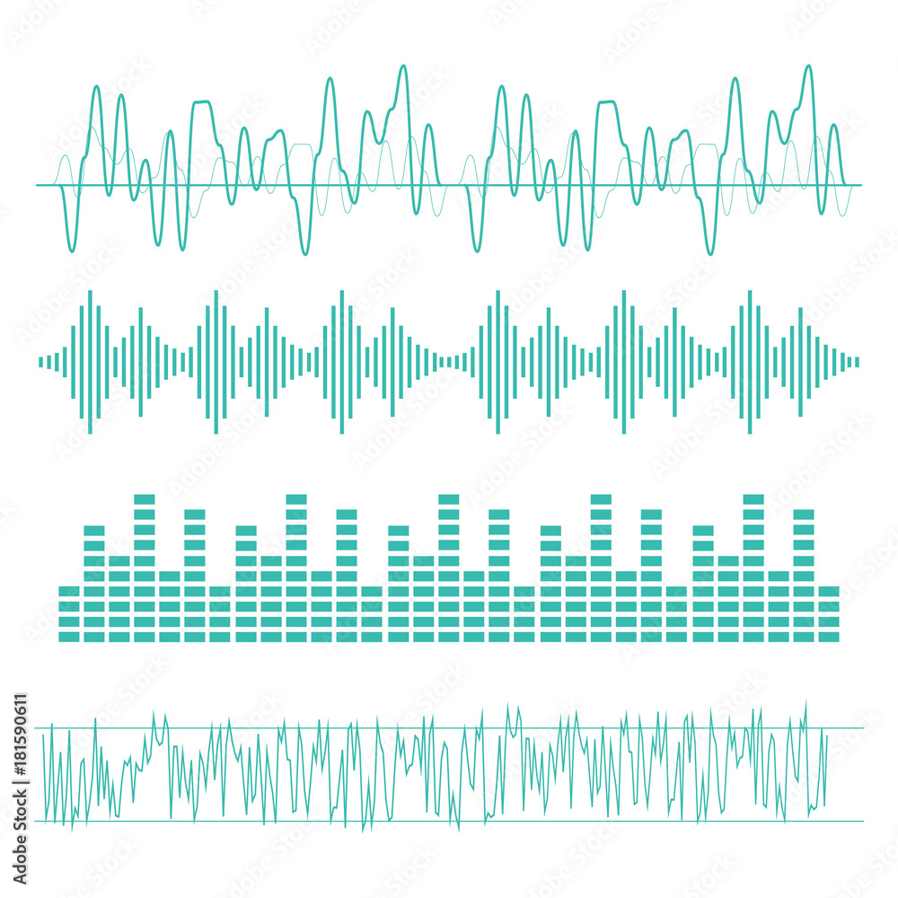 Sound waves vector. Sound waves sign and symbol in flat style
