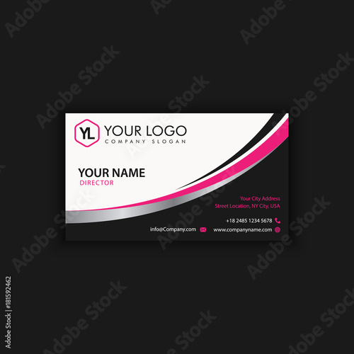 Wallpaper Mural Modern Creative and Clean Business Card Template with pink black color Torontodigital.ca