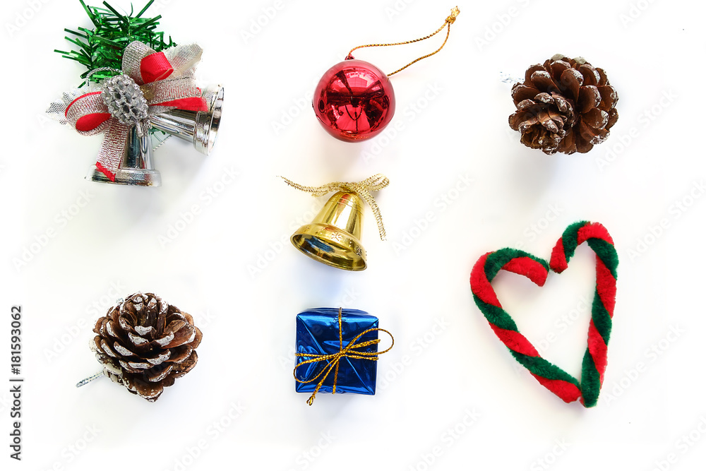 Christmas ornament and decoration on white background Christmas ornament and decoration on white background