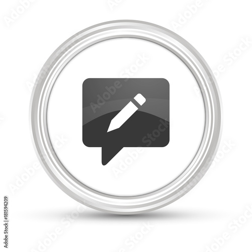 Weißer Button - Sprechblase mit Stift - Kommentar