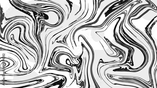 Black and white liquid texture, marbling illustration, abstract background. Vector illustration.