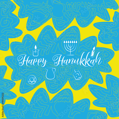 Hanukkah traditional jewish holiday symbols set. Vector collection of labels and elements for jewish holiday