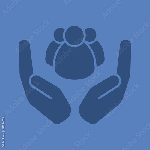 Open palms with group of people glyph color icon