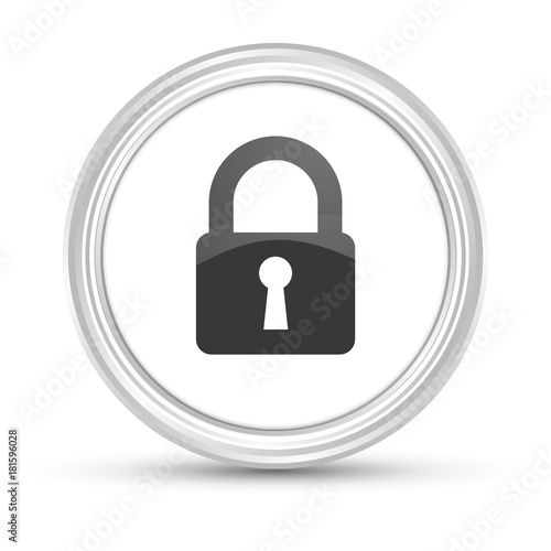 Weißer Button - Schloss - Sicherheit