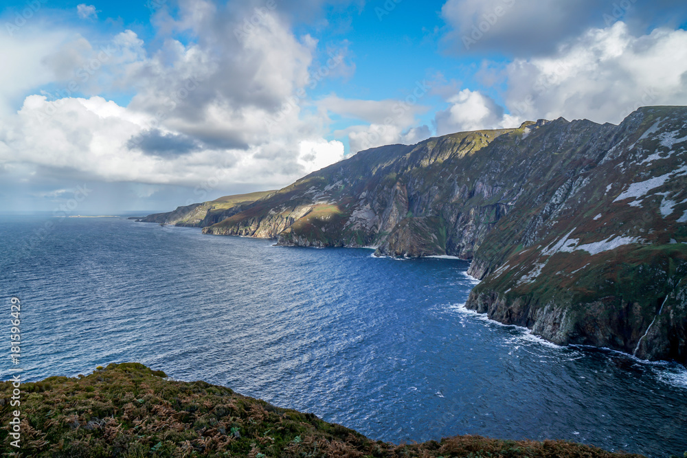 The cliffs of Slieve League on the northern coast of Ireland in Donegal County.