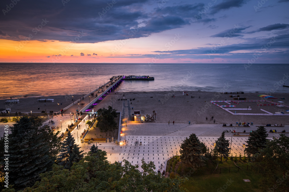 Fototapeta premium Baltic sea during sunset. Polish coast 