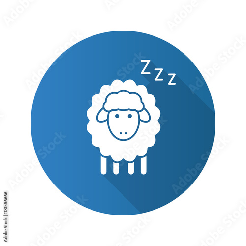 Sleeping sheep flat design long shadow glyph icon