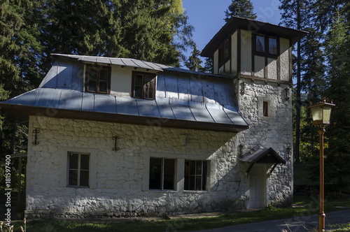Wallpaper Mural Majestic ancient  building of Hydroelectric plant in the old park Tsarska or Royal Bistritsa  near by  resort  Borovets, Rila mountain, Bulgaria Torontodigital.ca