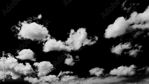 White cloud isolated on black background, Black and white cloudscape image