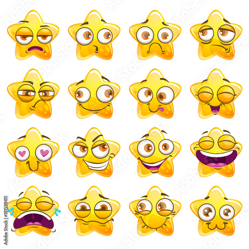 Funny cartoon yellow star character stickers.