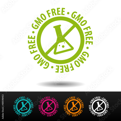 GMO free badge, logo, icon. Flat vector illustration on white background. Can be used business company.