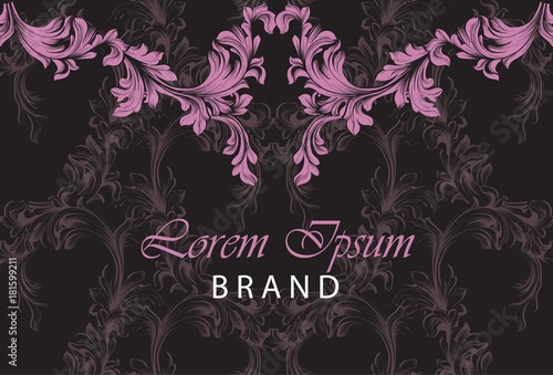 Luxury Brand card with baroque ornament decor. Vector handmade templates