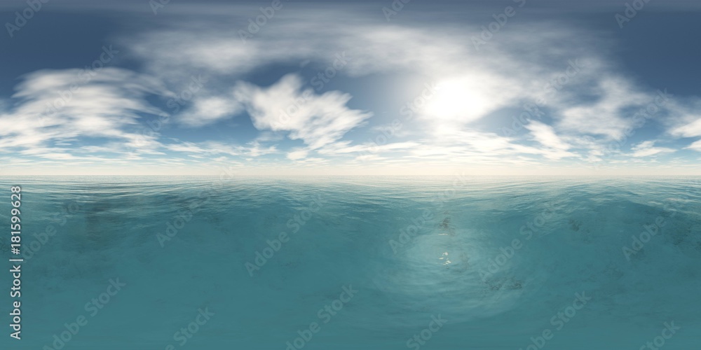 Fototapeta premium HDRI, environment map, Round panorama, spherical panorama, equidistant projection, sea sunset