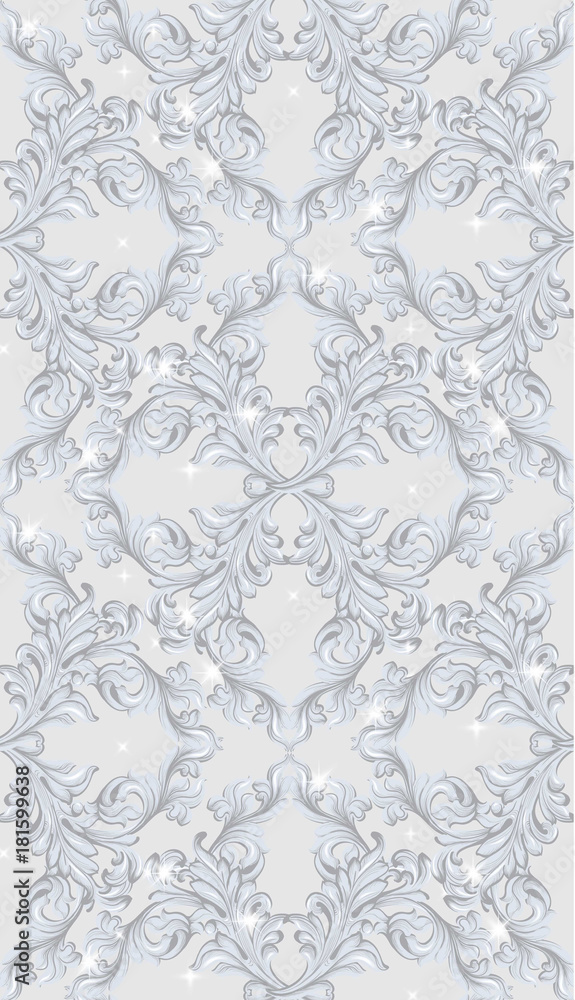Damask Vertical pattern Vector illustration handmade ornament decor. Sparkling Baroque background textures Damask Vertical pattern Vector illustration handmade ornament decor. Sparkling Baroque background textures