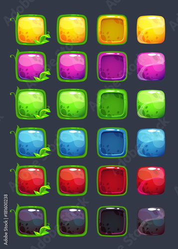Cartoon colorful vector square buttons