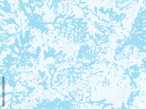 Winter frosted glass abstract background. Frozen window realistic texture. Snow backdrop. Vector illustration.