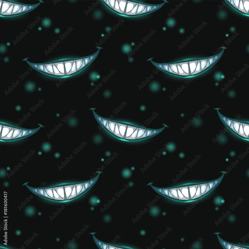 Seamless pattern with scary monster smiles Seamless pattern with scary monster smiles