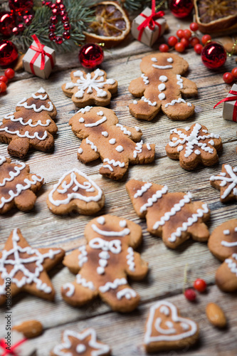 Christmas cookies on a wooden