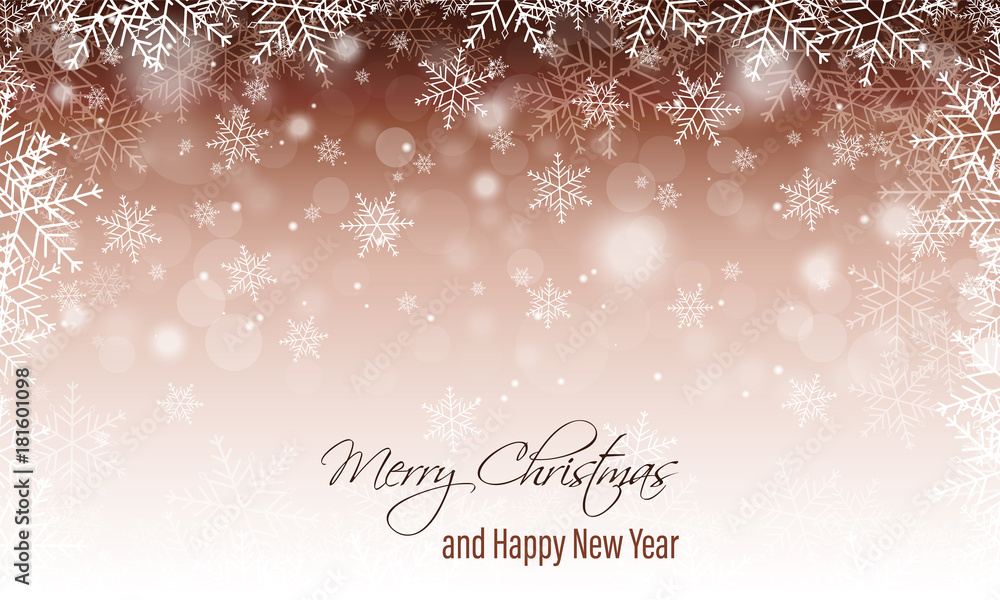 Winter vector blurred banner with snowflakes. Merry Christmas and Happy New Year greeting card. Winter vector blurred banner with snowflakes. Merry Christmas and Happy New Year greeting card.