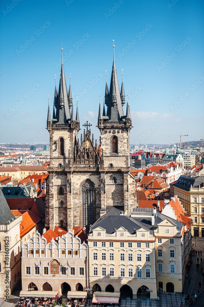 Prague, Czech Republic - Church of Mother of God before Tyn panoramic view Prague, Czech Republic - Church of Mother of God before Tyn panoramic view