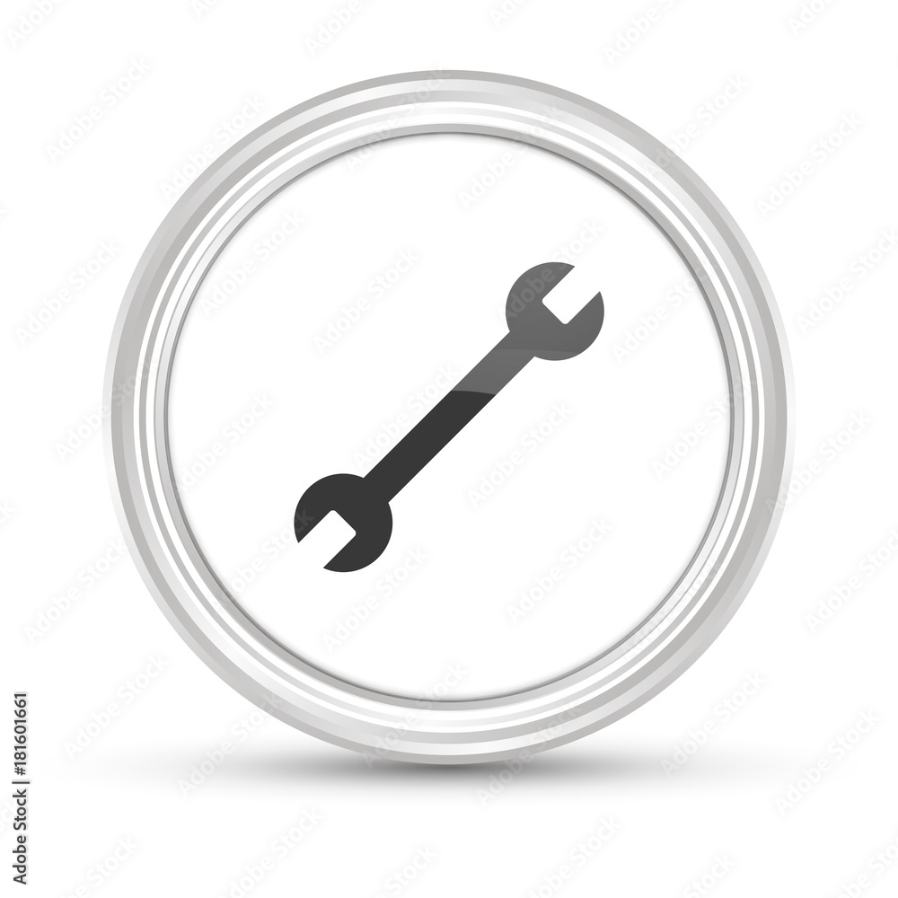 Weißer Button - Schraubenschlüssel Weißer Button - Schraubenschlüssel