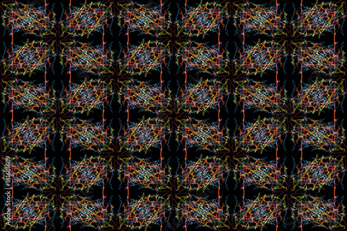 Neon lines. Seamless pattern on black background