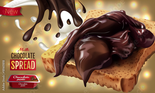 Vector realistic illustration of milk chocolate spread.